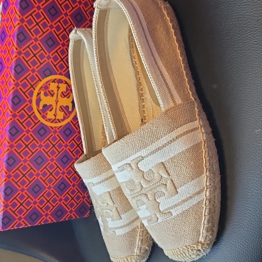 Tory Burch Double T Jacquard Espadrille Cammello / Ash White - Picture 2 of 6